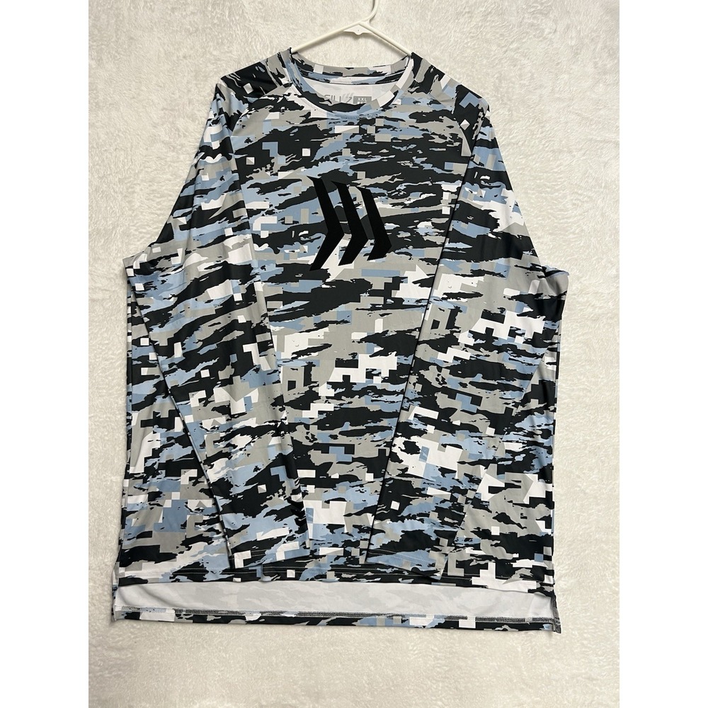 Gillz Contender Series Tek UV Fishing Shirt XXL Blue Gray Digital Camo LS